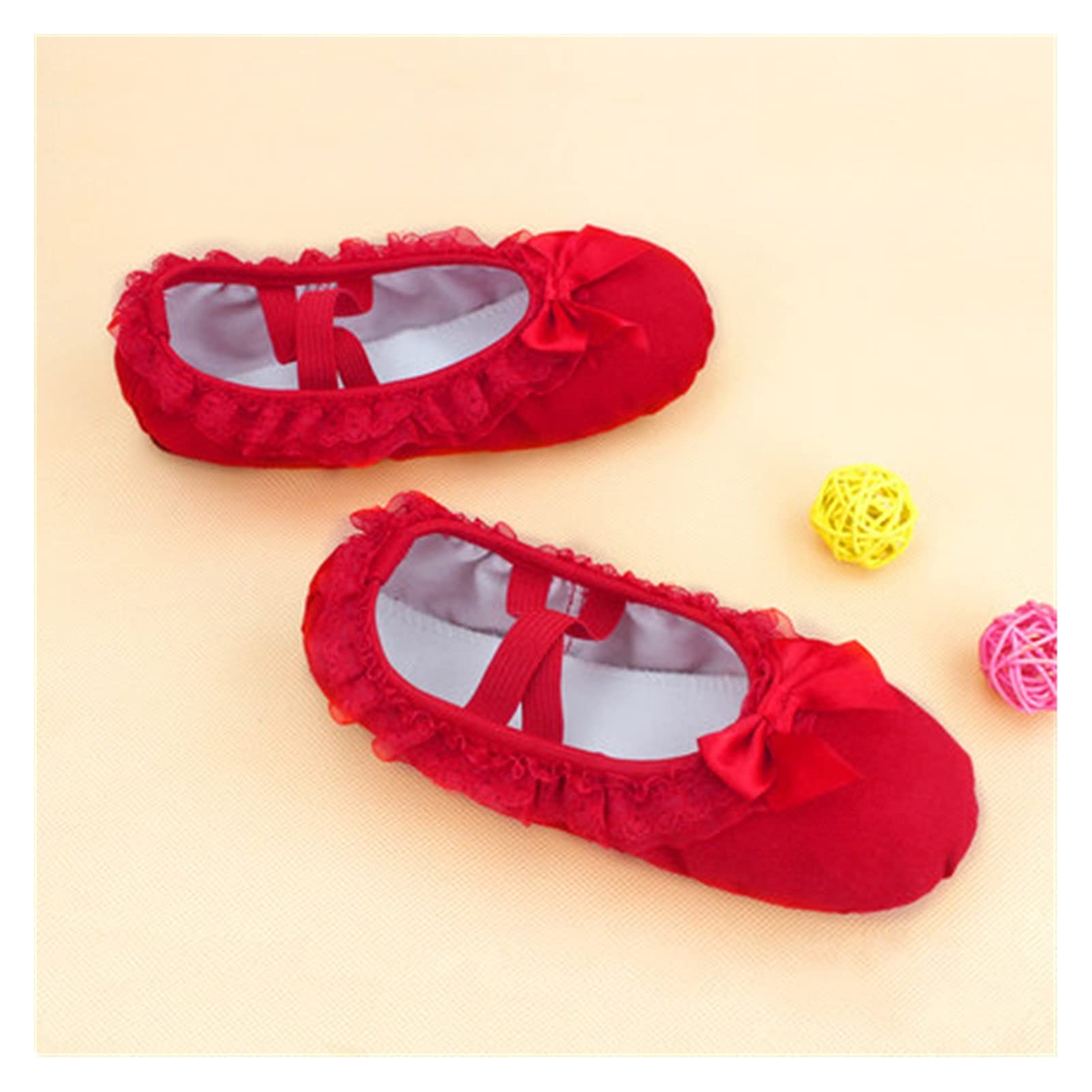 Ballet Shoe Pairs Kid Girls Children Ballet Dance Shoes Lace Bow-knot  Canvas Soft Sole Ballet Shoes Ballet Slippers Dancing Shoe (Color Red,  Shoe