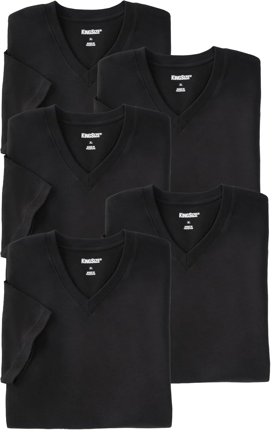 KingSize Men's Big & Tall 5-Pack Cotton V-Neck Undershirt