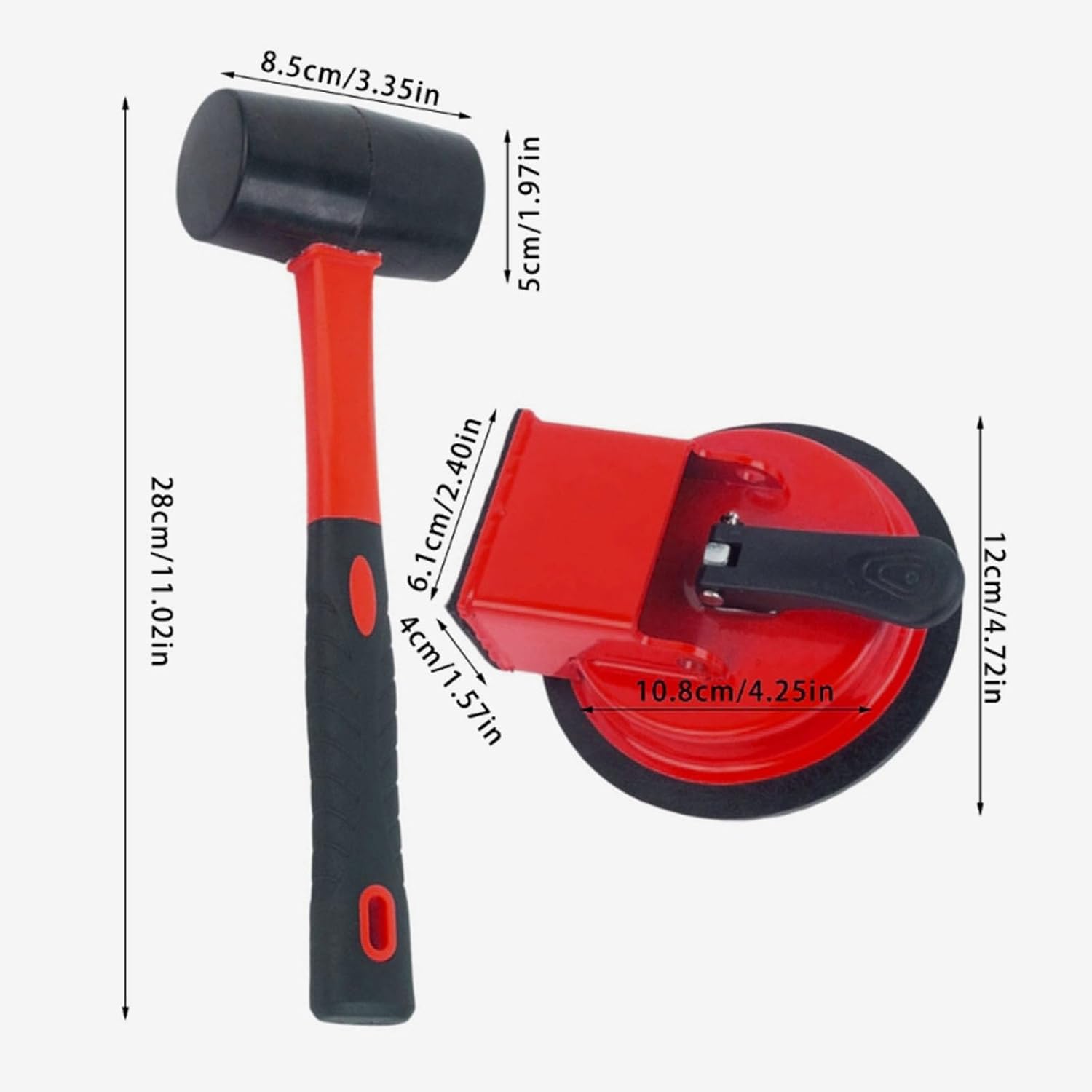 Floor Gap Fixer Tool Kit with Rubber Mallet,Sturdy Floor Suction Cup Tool for Gaps,Enhanced Suction Cup,Max Load 70kg,Suitable for Wood,Lvp Vinyl&Laminate Flooring Installation and Repair
