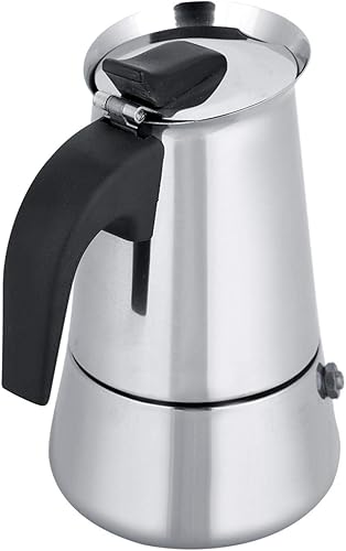 Miniatura 8 de Moka - Olla para café italiano y cubano, de acero inoxidable, apto para inducción, cafetera de café expreso, para uso en casa y oficina, 3.4 fl oz,