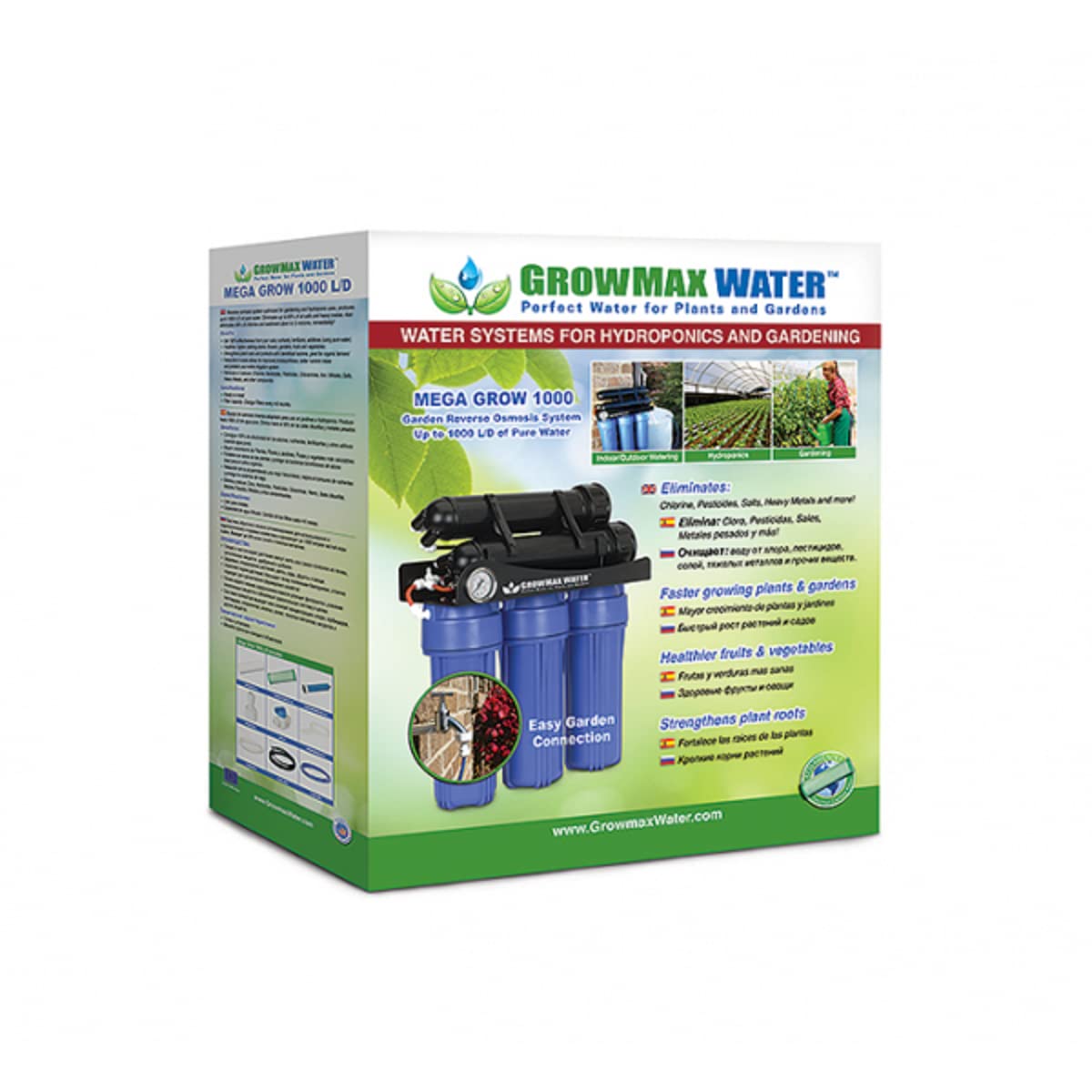 Mega Grow 1000 Système d'osmose inverse 5 étapes 1000 L/j 40 L/h Hydroponique Jardinage