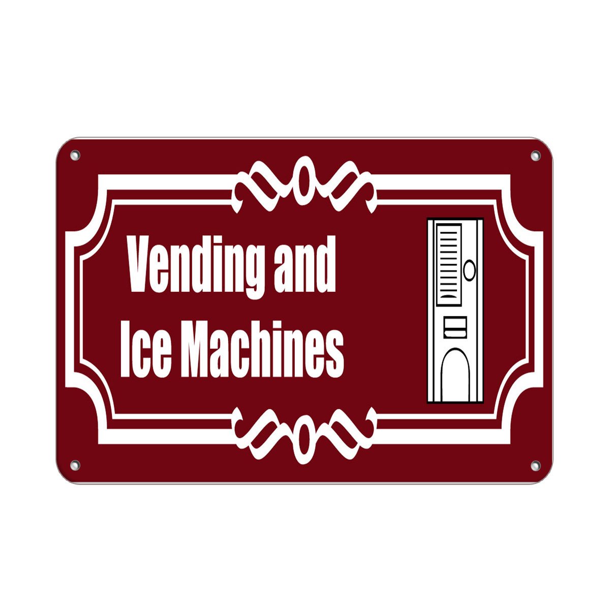 Aluminum Horizontal Metal Sign Multiple Sizes Vending and Ice Machines Lunch Room Break Red Restroom Door with Border Weatherproof Street Signage 14x10Inches