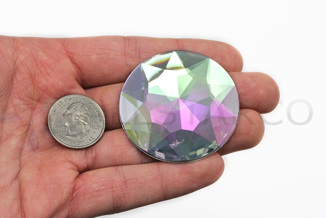 50mm Extra Large Flat Back Round Acrylic Rhinestones Plastic Circle Gems for Costume Making Cosplay Jewels Pro Grade Embelishments
