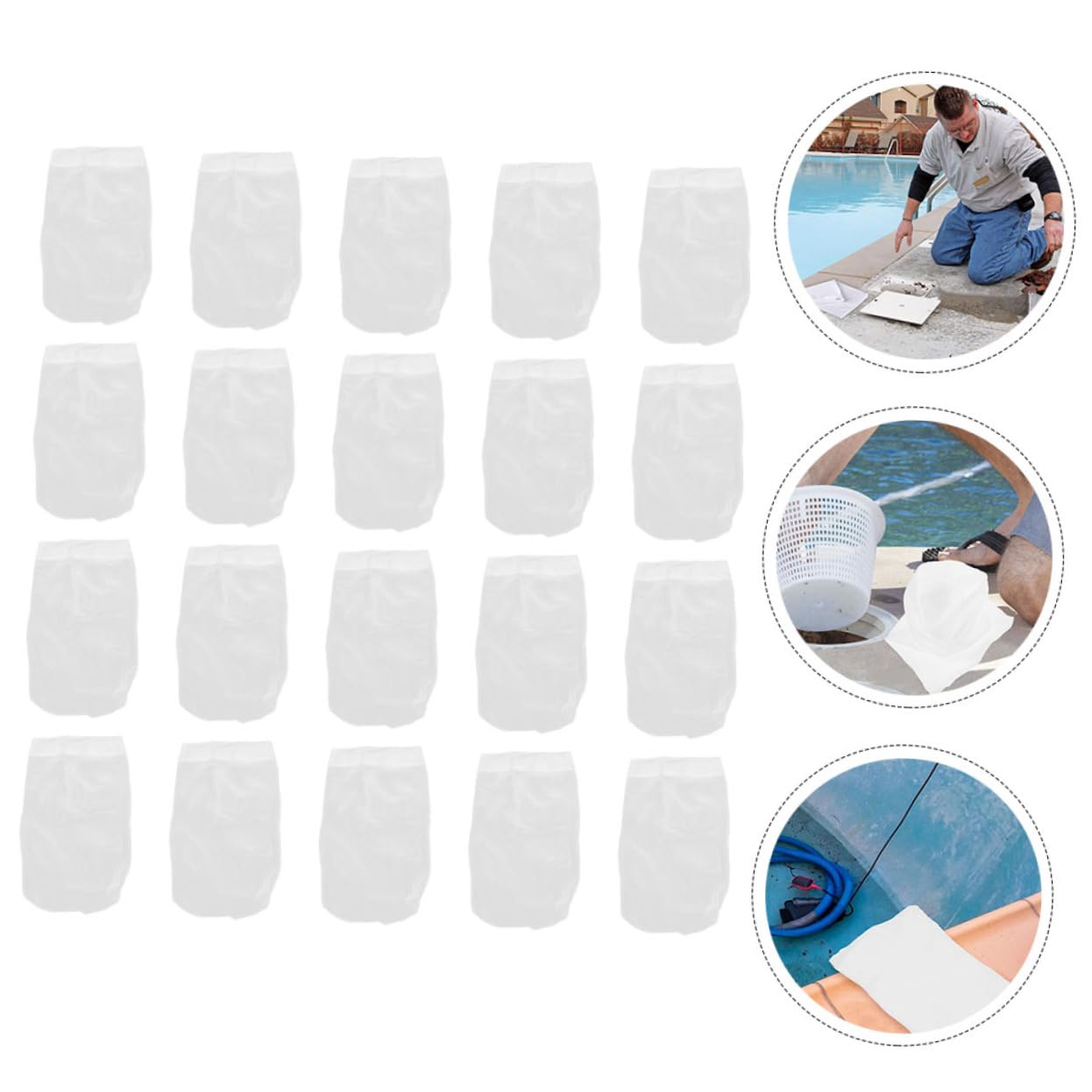 UPKOCH 3 Series Bolsa De Medias De Coladores Skimmer De Red De Piscina Calcetines De Revestimiento Colador De Piscina Calcetines De Piscina Protector De Filtro 20 Piezas*3