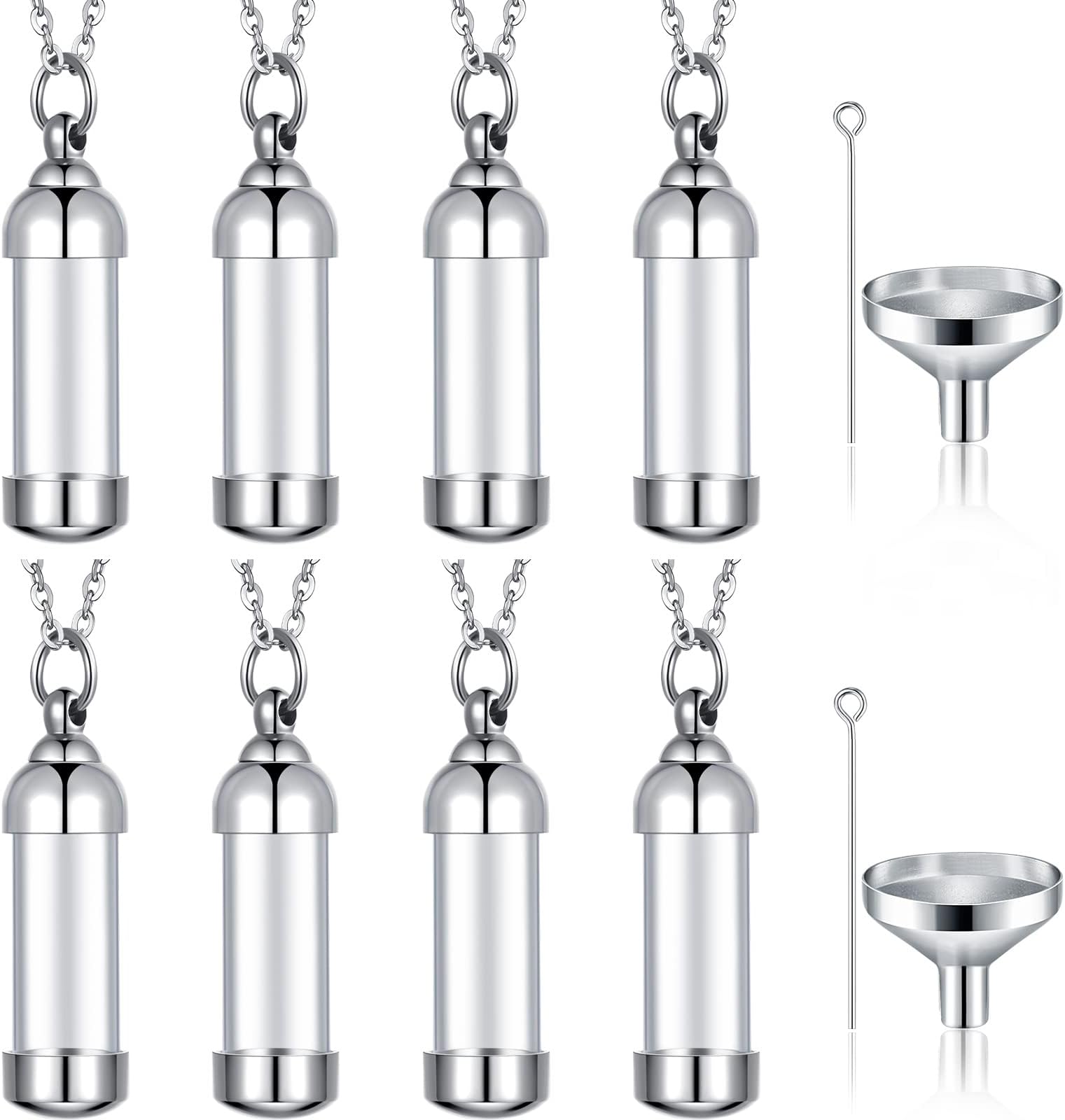 MTLEE Glass Vial Necklace with Stainless Steel Vial Pendant Ashes Ash Container for Memorial Ashes, Stainless Steel and Glass, Alexandrite