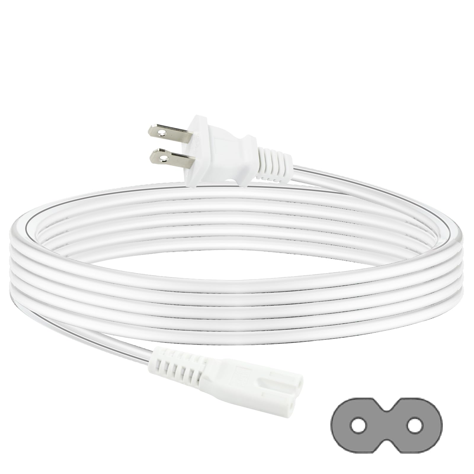 Amazon.com: QIUCABLE TV Power Cord - White 6FT 2 Prong Non