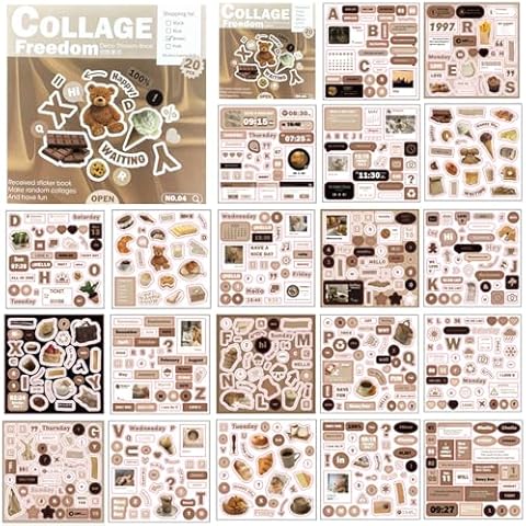 Vintage Scrapbook Stickers for Adults, Pre-cut Letter Stickers for Scrapbooking Supplies Aesthetic Journaling Stickers for Bullet Junk Journal Daily Planner Laptop Ephemera Sticker Book DIY Art Crafts Cover