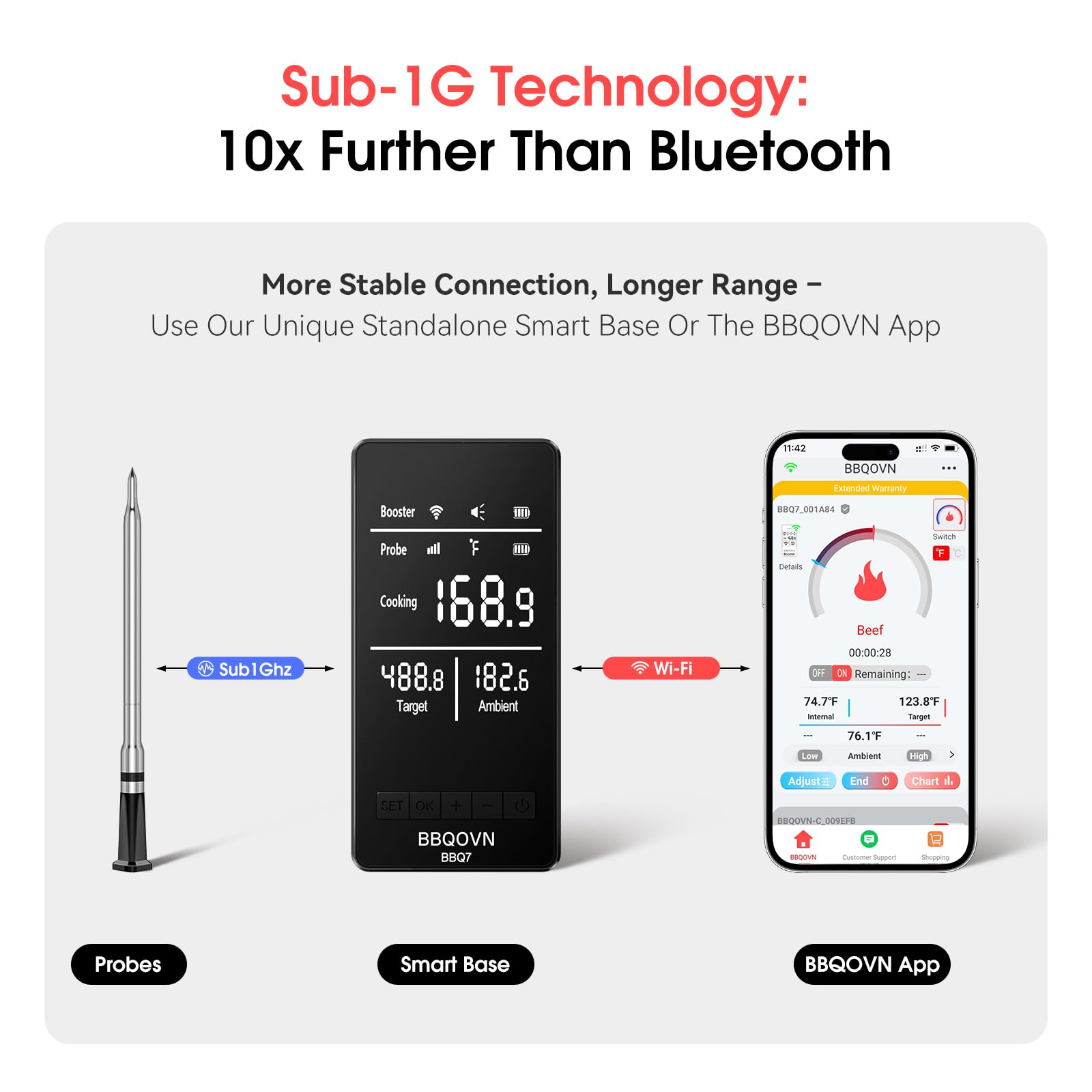 BBQOVN Termometro per carne WiFi (1, argento, piccolo)