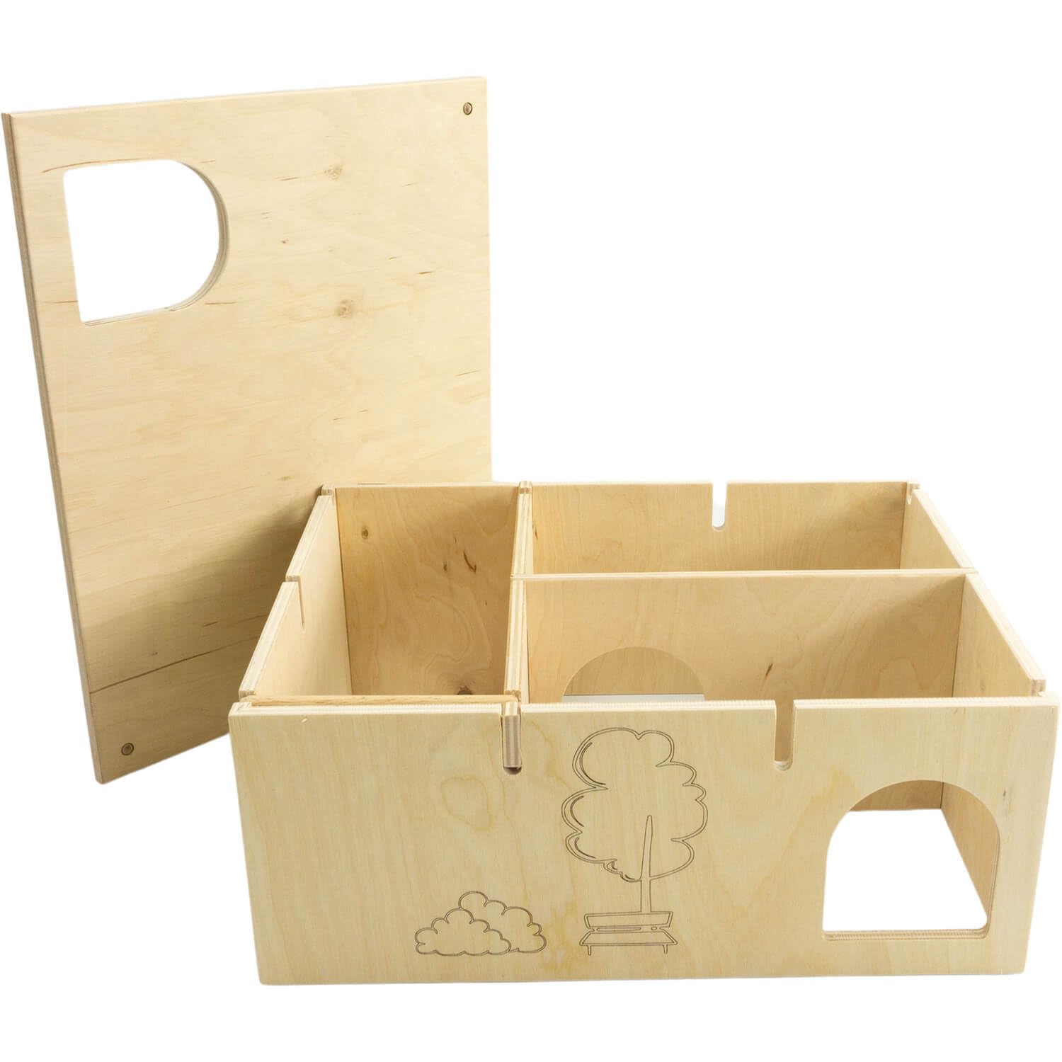 Getzoo Wohnhaus Eduardo - Individuell gestaltbares Kleintierheim aus robustem Multiplex Holz - Flexibles Design mit Leiter - Optimal für Nagetiere und Kleintiere (Eduardo)