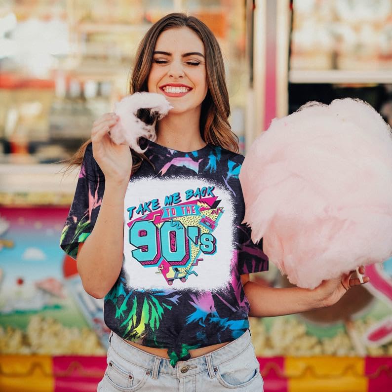 90s Outfit for Women Take Me Back to The 90's Shirt Vintage Neon Crew Neck Tops Tee for Birthday Party Gift - Image 2