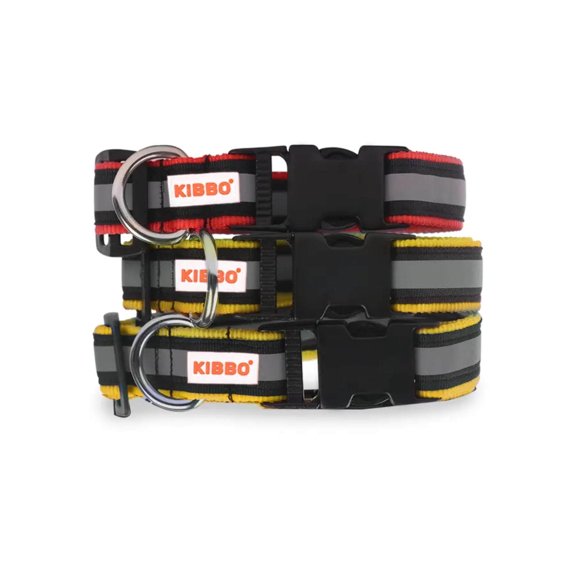 KIBBO Premium Reflective Dog Collar For Large (L) & Extra Large (Xl) Pet Breeds | Adjustable Length Collar - 41Cm To 65Cm | Heavy Duty Metal D-Ring And Buckle | (Large, Yellow & Red, Pack Of 3) (B0C2DDMNL5) Amazon Price History, Amazon Price Tracker