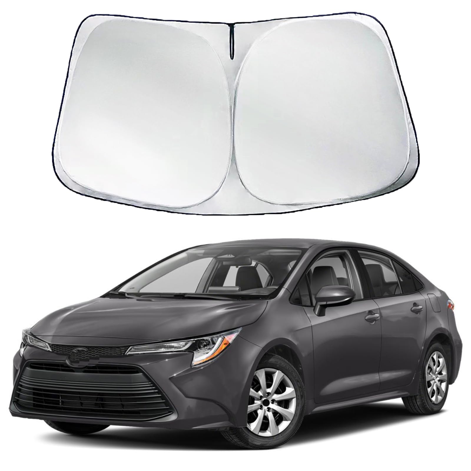 Front Windshield Sun Shade Car Window Compatible with Toyota Corolla Sunshade Upgraded New 2025-2019 SE XSE L LE XLE Hybrid Sedan 2025 2024 2023 2022 2021 2020 2019 Sun Shield Cover Visor