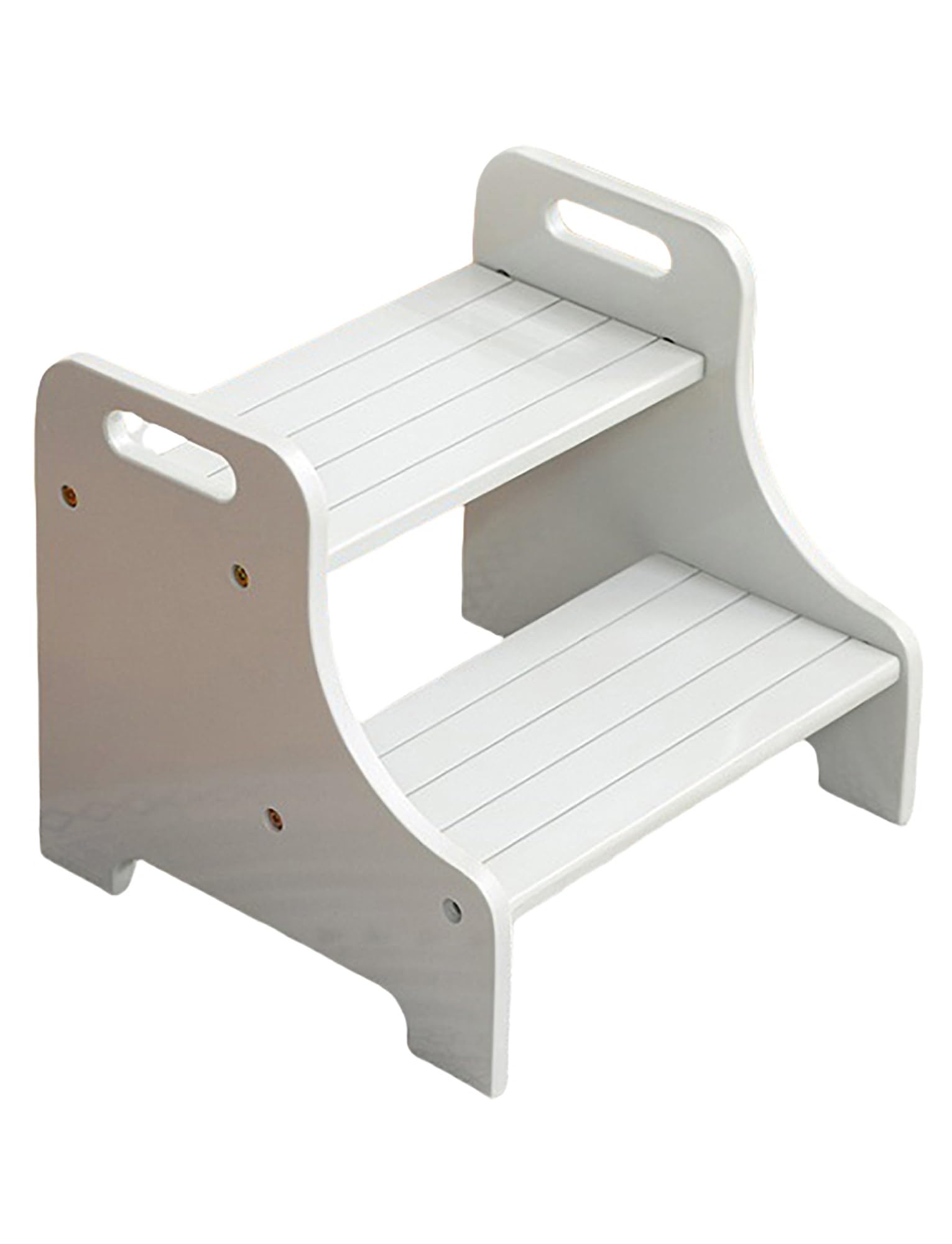 Taburete de madera, diseño de dos escalones con almohadillas antideslizantes, doble altura para baño y cocina