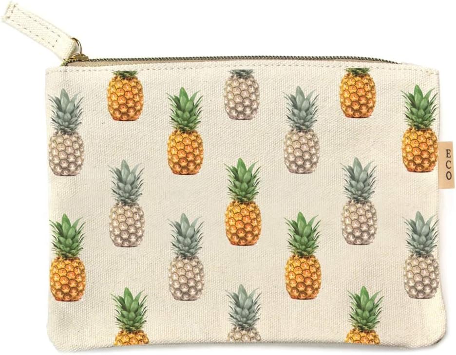 Me Plus Eco Zipper Pouch Stylish Printed, Traveler Organizer, Cosmetic Small Makeup, Students BTS Organization Bag - 22 Pattern options (Multi Pineapple)