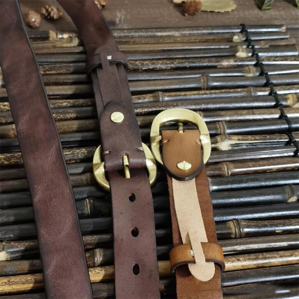 Men Solid Leather Brass Pin Buckle Belt 28mm Wide Leather Belt Classic Design4