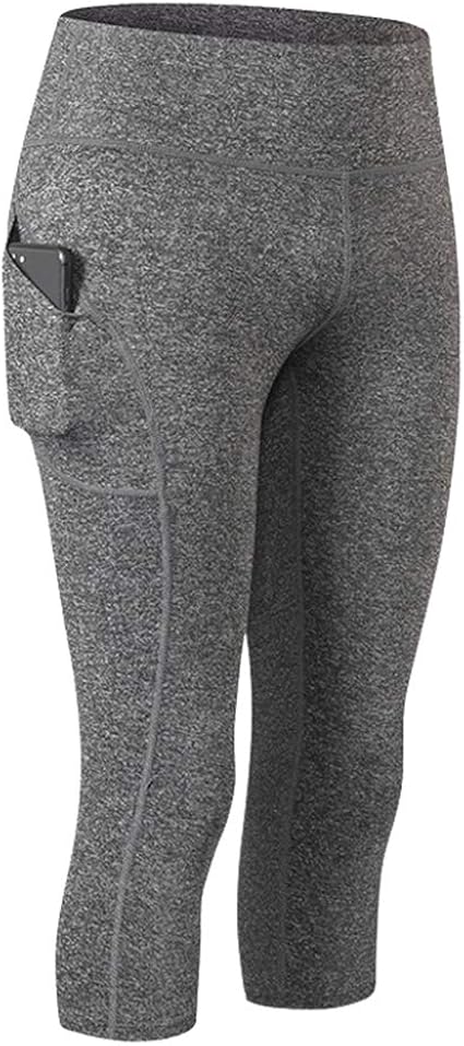 Kaiyei Damen Dreiviertel Leggings Hose Hoher mit Taschen, Jogginghose Workout Fitness ...