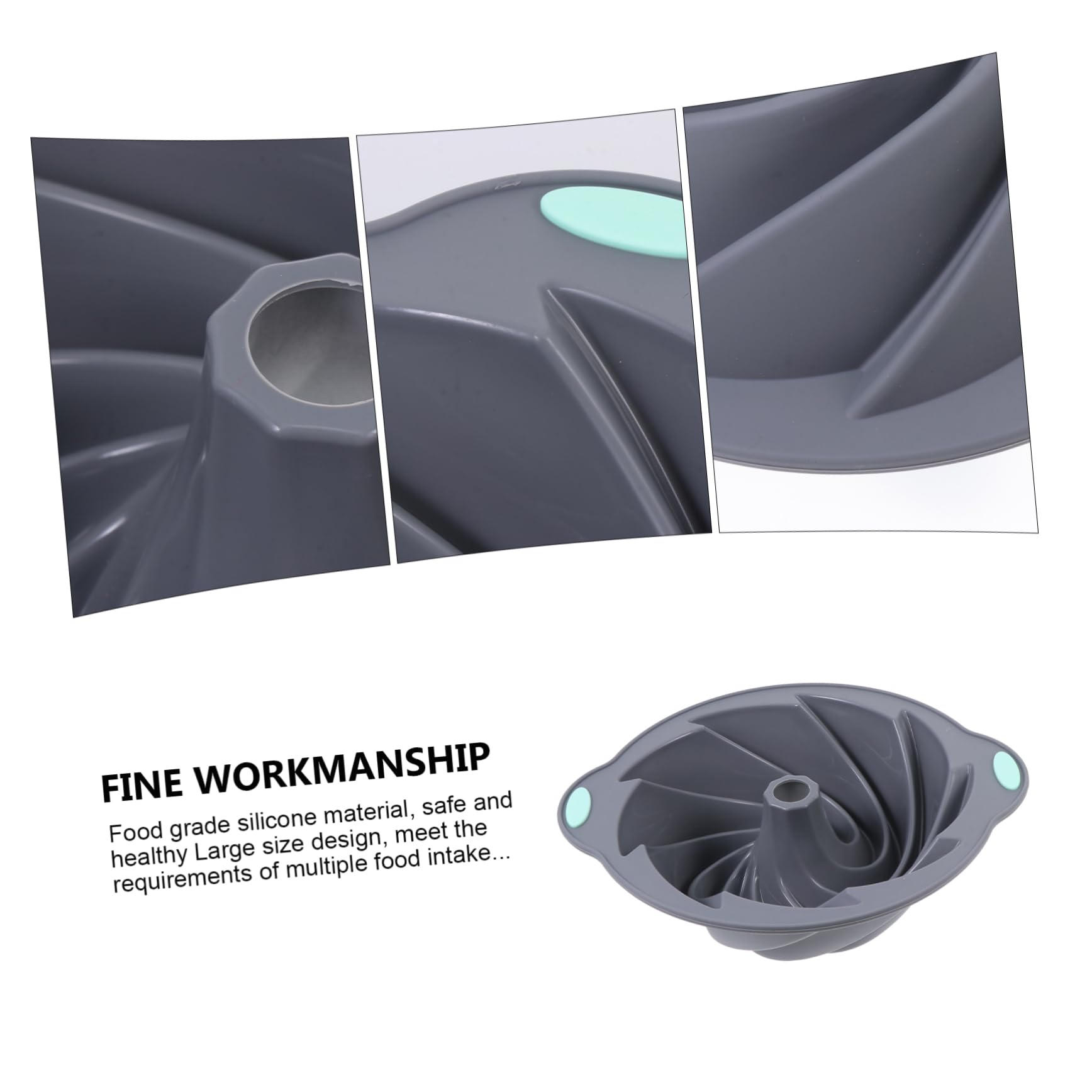 GLEAVI 1Pc Silicone Baking for Chiffon Savarin Cakes Spiral Pan Light Grey Non Stick Easy to Clean Baking Tool for DIY Desserts Parties