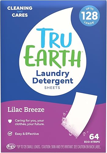 Miniatura 1 de Tru Earth Hojas de detergente para ropa hipoalergénicas, ecológicas y biodegradables, sin plástico, tiras ecológicas para pieles sensibles, 64