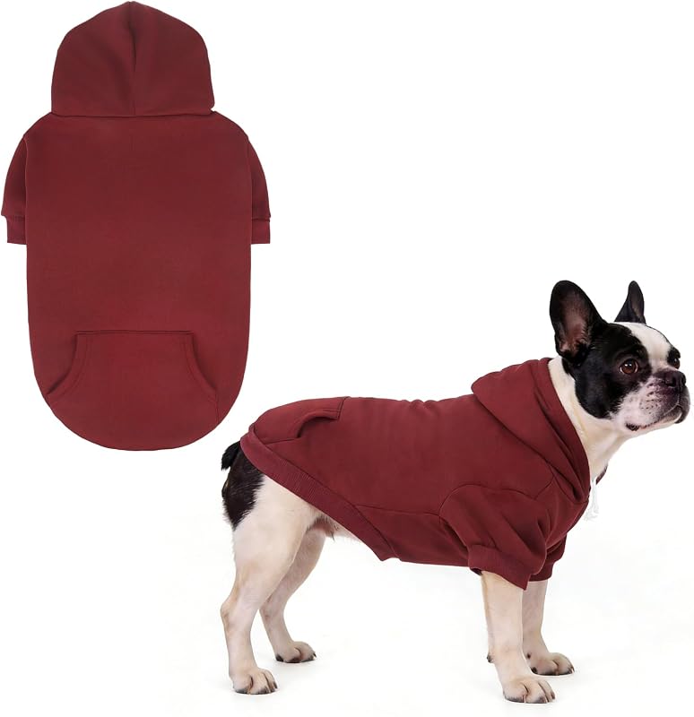 Moletom com Capuz para Cães KOOLTAIL com Forro Macio, Abertura para Guia e Bolso Deep Red SM