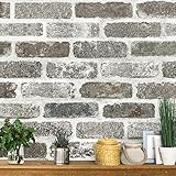 Jeweluck Gray Brick Vinyl Wallpaper, 17.7x196.8in, Removable Self-Adhesive Wall Paper Decor, Kitchen, Bedroom, Bathroom, Countertop, Cabinet, Dormitory, Office