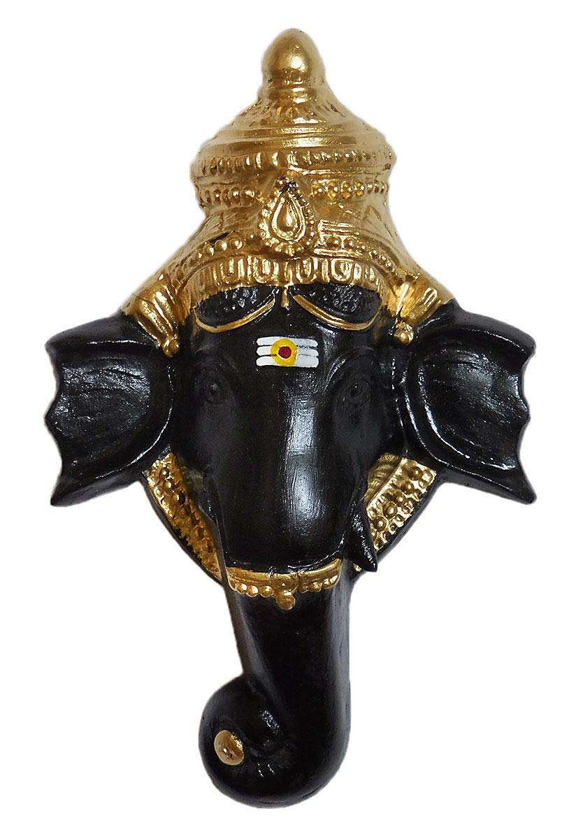 DollsofIndia Head of Ganesha - Papier Mache Sculpture - 10 x 6 x 2 inches (SF04)