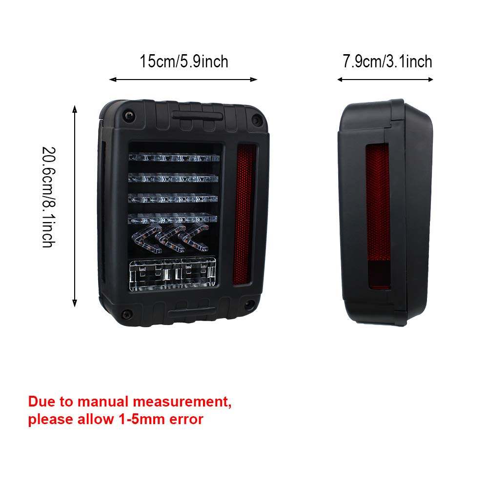2PCS LED Tail Lights Tylny hamulec Running Reverse Taillights Kierunkowskazy dla Jeep Wrangler JK 2007-2017,Usa version