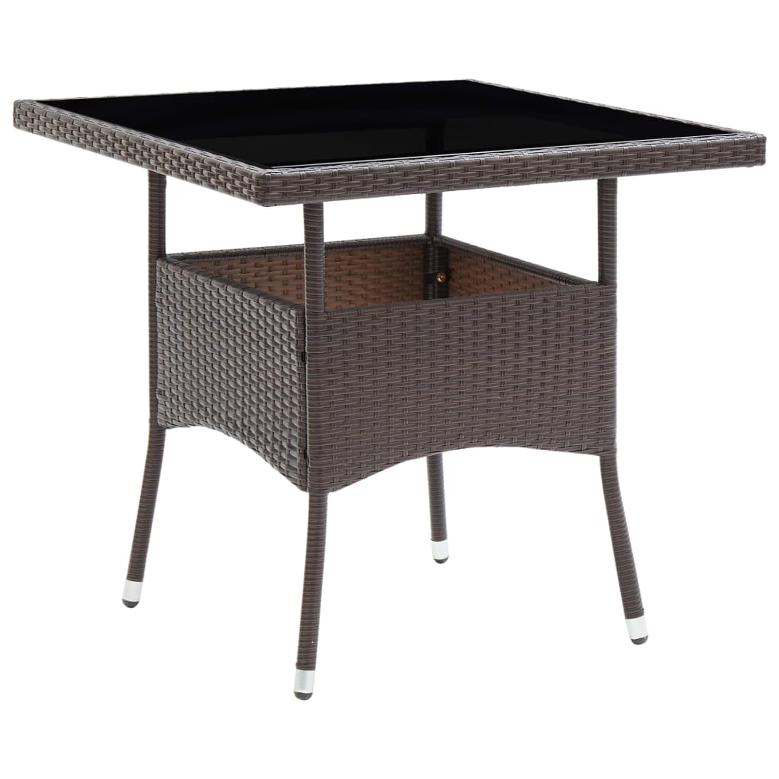 Table de patio en résine tressée 80x80cm de qualité supérieure en verre trempé