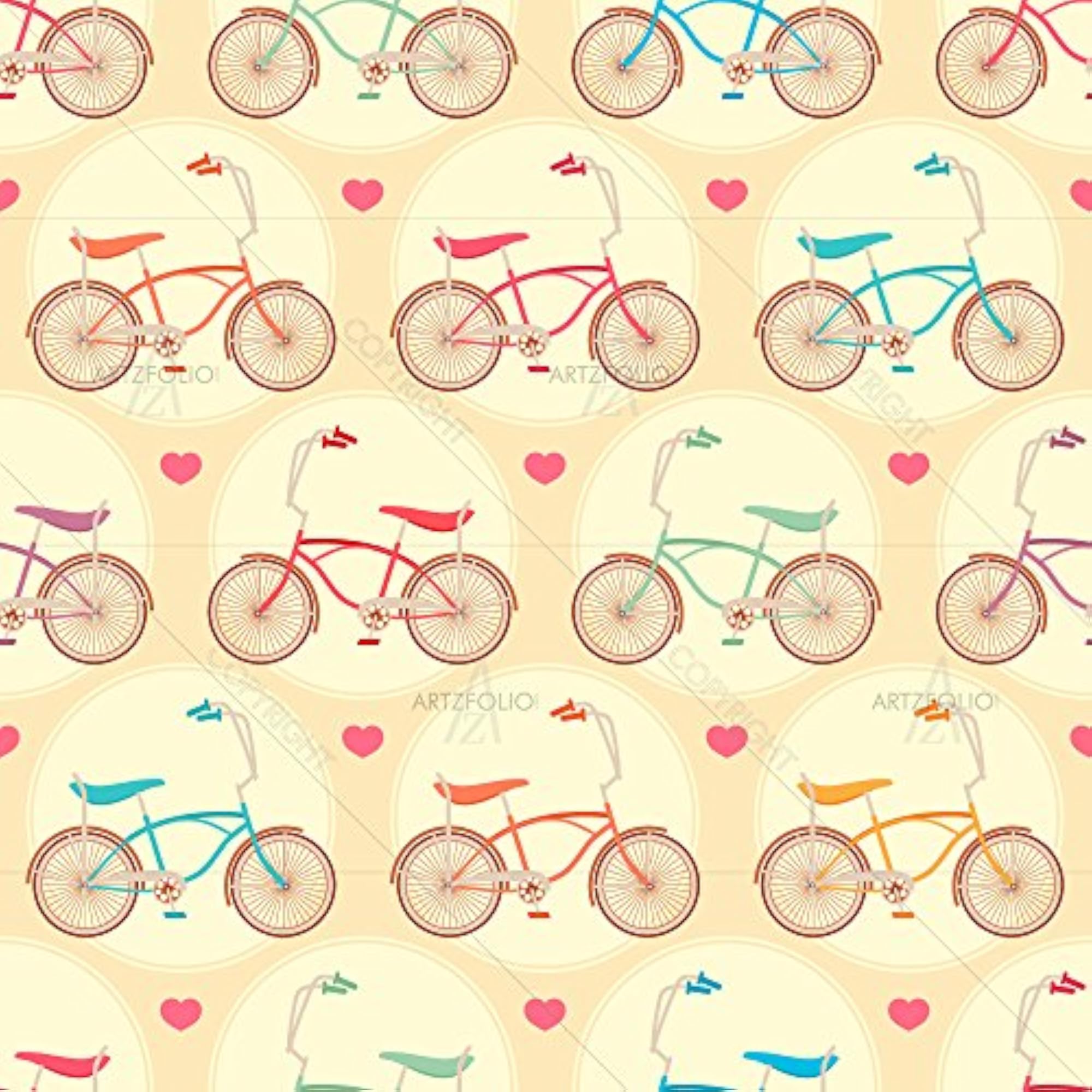 Bicycles & Pink Hearts Decorative Cushion Cover