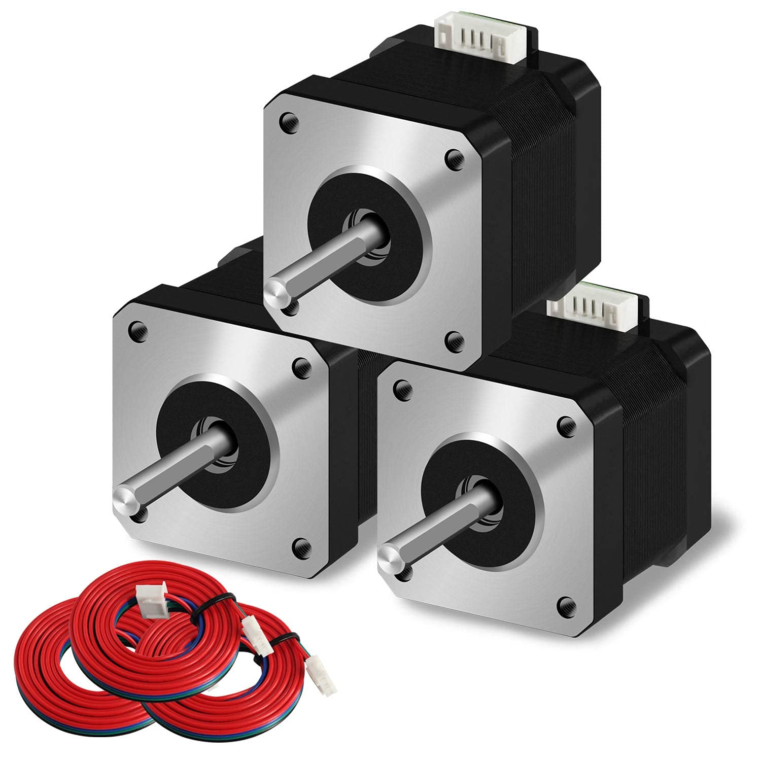 Nema 17 Lot de 3 moteurs pas à pas 42 x 40 avec câble de 1 m 1,5 A 2 phases 4 fils 1,8 degrés pour imprimantes 3D et extrudeuse CNC