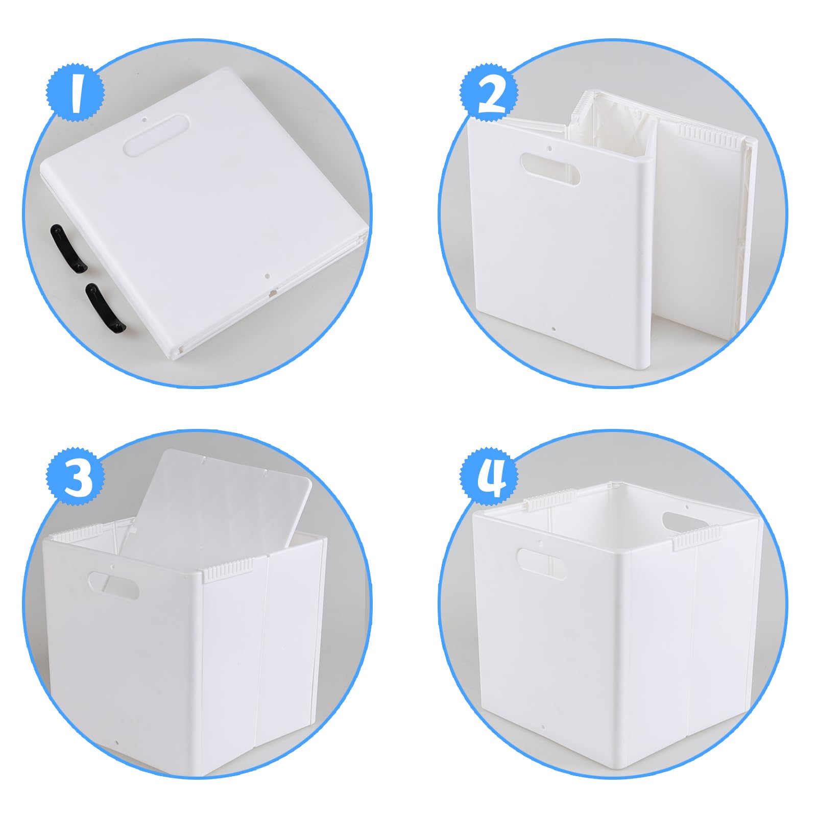 Readsky Lot de 4 Cubes de Rangement Pliables en Plastique - Blanc