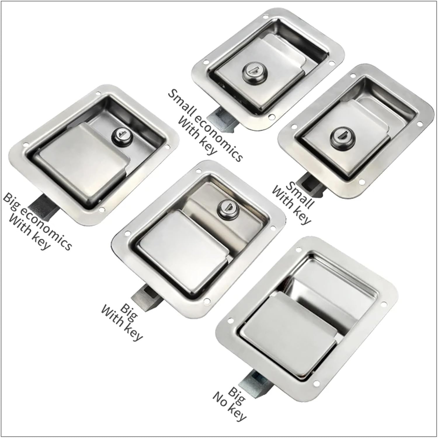 Lock 304 Stainless Steel Engineering Truck Latch Vehicles Panel Trailer Plane RV Caravan Toolbox 1Pcs(Big No Key)