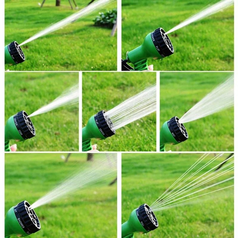 Manguera de jardín Manguera de agua expandible Manguera flexible for jardín, con pistola rociadora, enrollador de manguera extensible, for riego de plantas a alta presión en exteriores(GREEN,50FT-15M