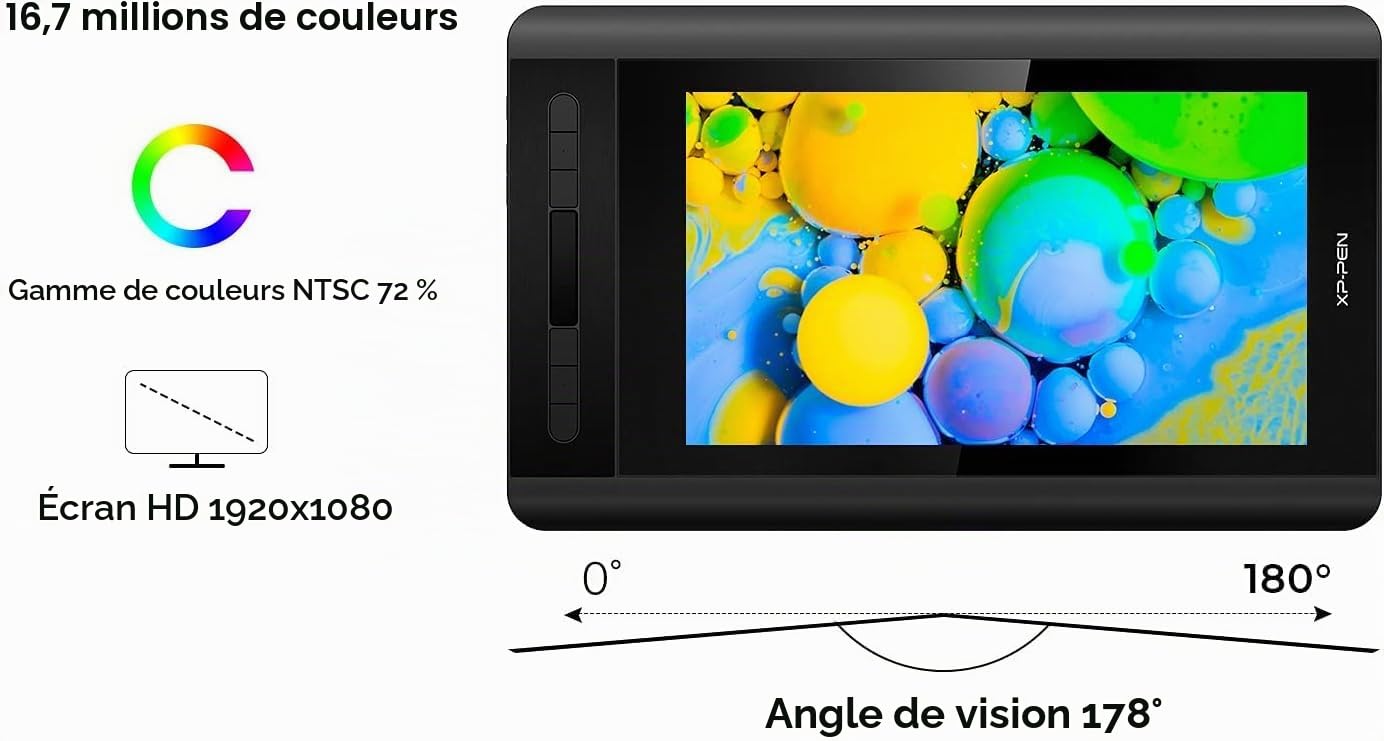 XP-Pen Artist 12 Moniteur Graphique Drawing Pen Tablette Pen Display 1920 X 1080 HD IPS avec Touch Bar Dessin Stylo P06 avec Gomme pour Enseignement à Distance Bureau à Domicile (Artist 12)