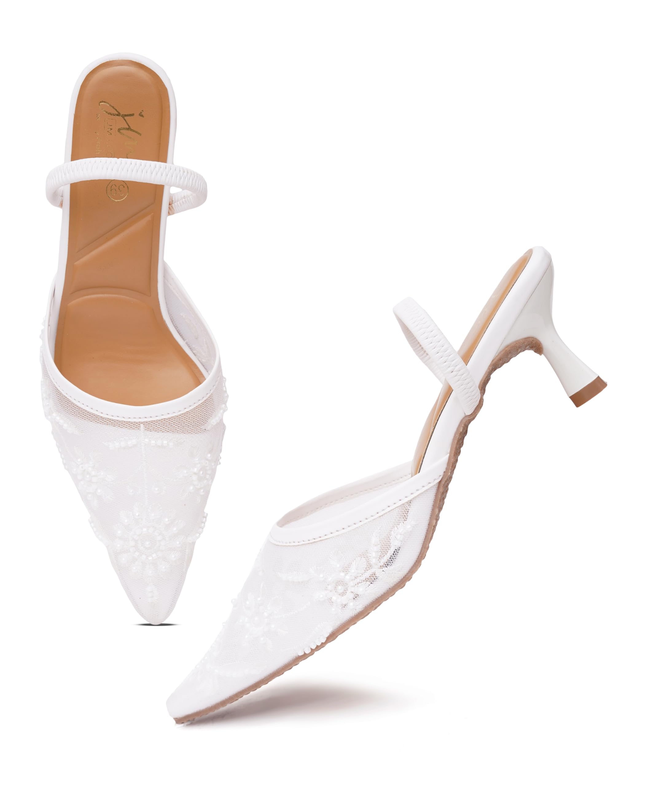 jm looks Luxury Embroidered Pointed Toe Kitten Heels Beaded Mesh Casual Wear Fashion Sandals for Women-picture-12