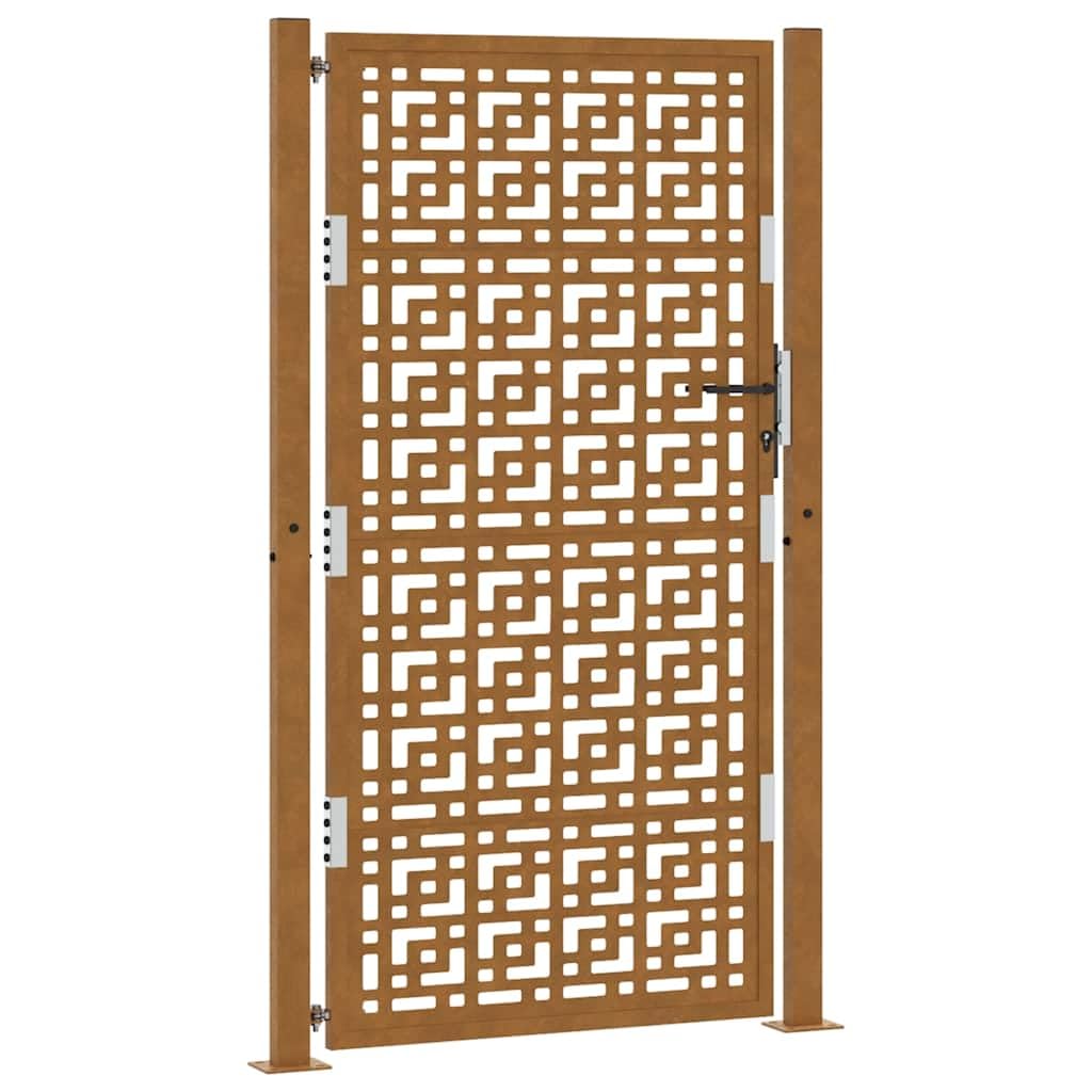 Cancello da Giardino 105x180 cm Acciaio Corten Design a Croce,Cancello da Giardino,Cancelletto da Giardino,Cancello per Recinzione,Cancello Giardino Esterno-4101007