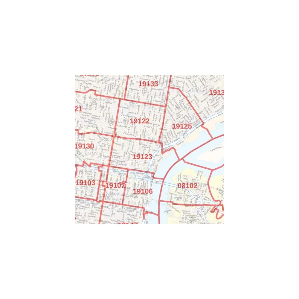 Buy Philadelphia, Pennsylvania Zip Codes 36 x 48 Matte Plastic Wall