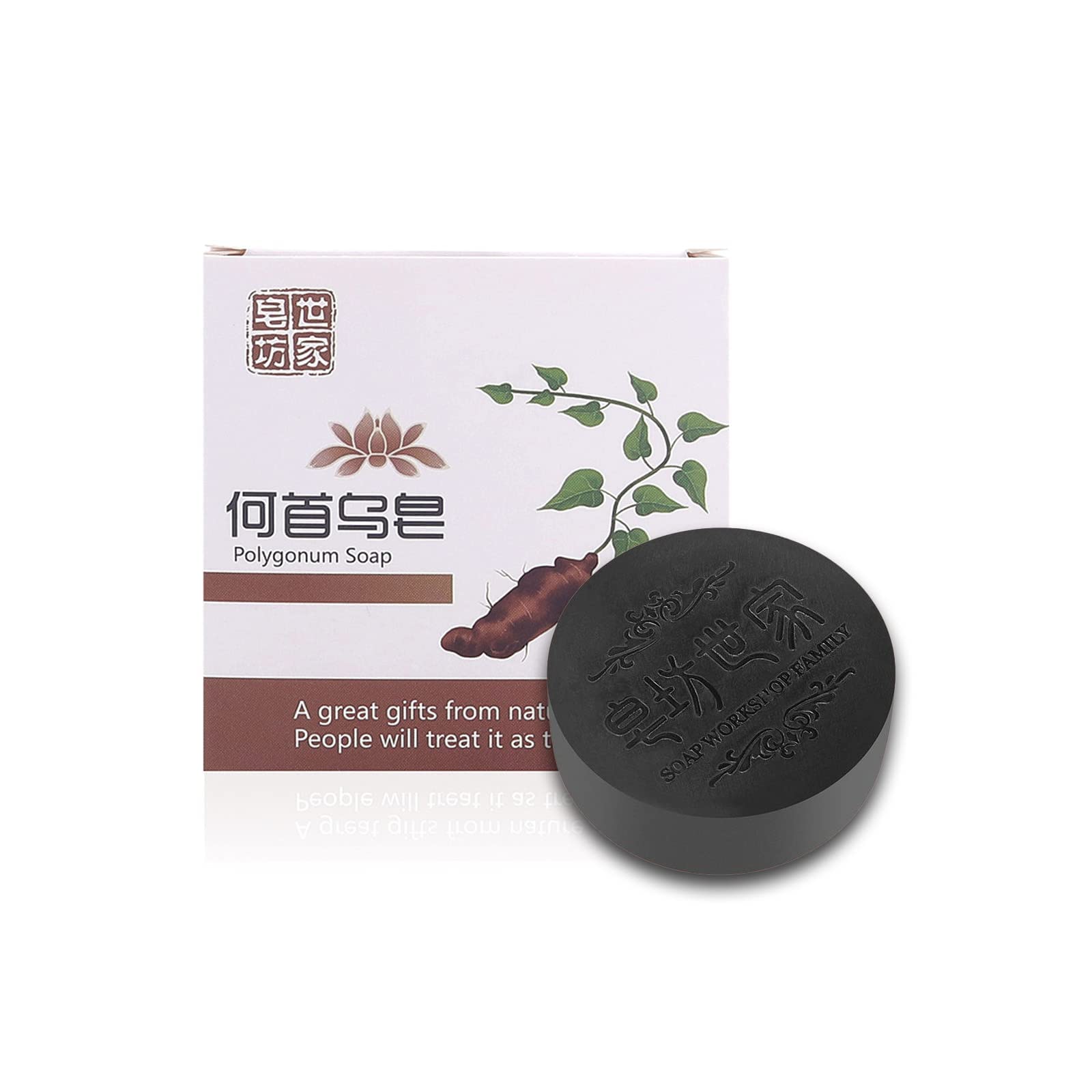 JCD 100 g Black & Thick Hair Fallopia Multiflora Shampoo Bar,He Shou Wu Extract Shampoo,He Shou Wu Shampoo Soap,Deeply Cleanses the Hair and Scalp,Promotes Hair Growth and Prevents Hair Loss (1pcs)