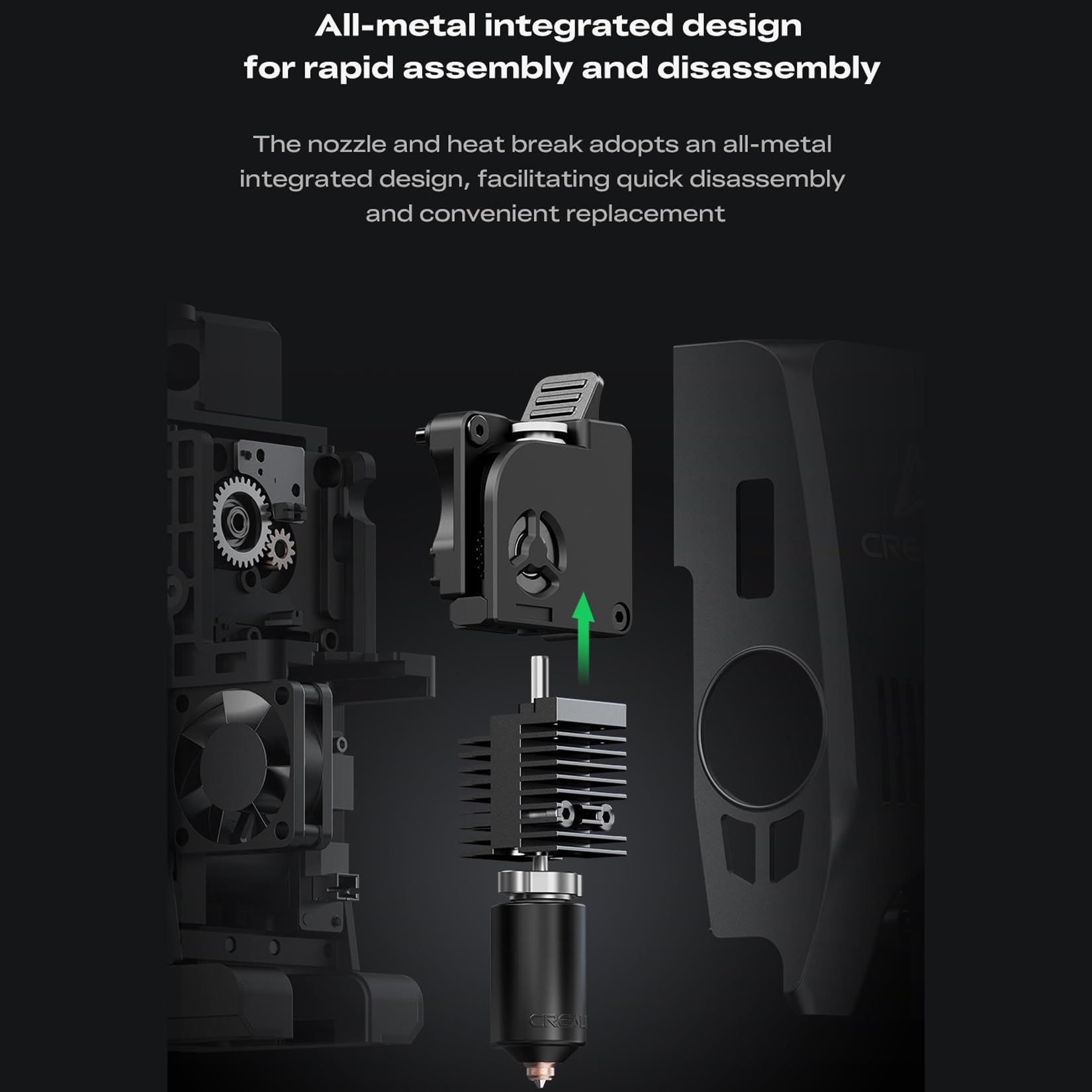 Creality K2 Hotend Ceramic Heating Block Kit, 3D Printer 300℃ High Temperature Resistance Heating Block Kit with Heat Sink and Quick Swap Nozzle for K2/K2 Pro