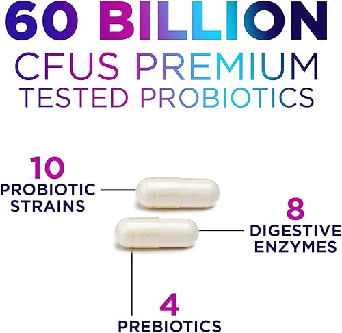 Miniatura 3 de Probióticos 60 mil millones de UFC  10 cepas + enzimas digestivas y prebióticos  El mejor probiótico para mujeres y hombres, apoya el sistema