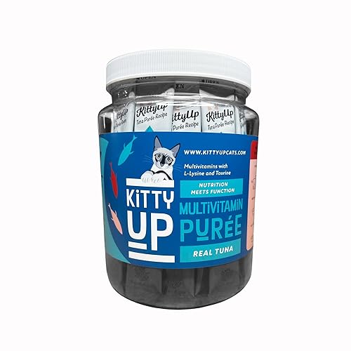 Kitty Up Lickable Cat Treats -Real Tuna Multivitamin Puree with Lysine & Taurine for Indoor Cats | Grain-Free, Squeeze Tube (50 Pack) - Multivitamin Tuna - 0.5 Ounce (Pack of 50)