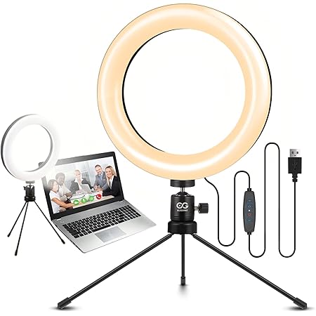Amazon Ledリングライト Rgb 10色10段階調光モード 高輝度照明 外径8インチ 360度回転可能 Usb卓上スタンド 自撮り補光 美容化粧 ビデオカメラ撮影 生放送 Youtube Facebook Twitter Woumqin 定常光ライト