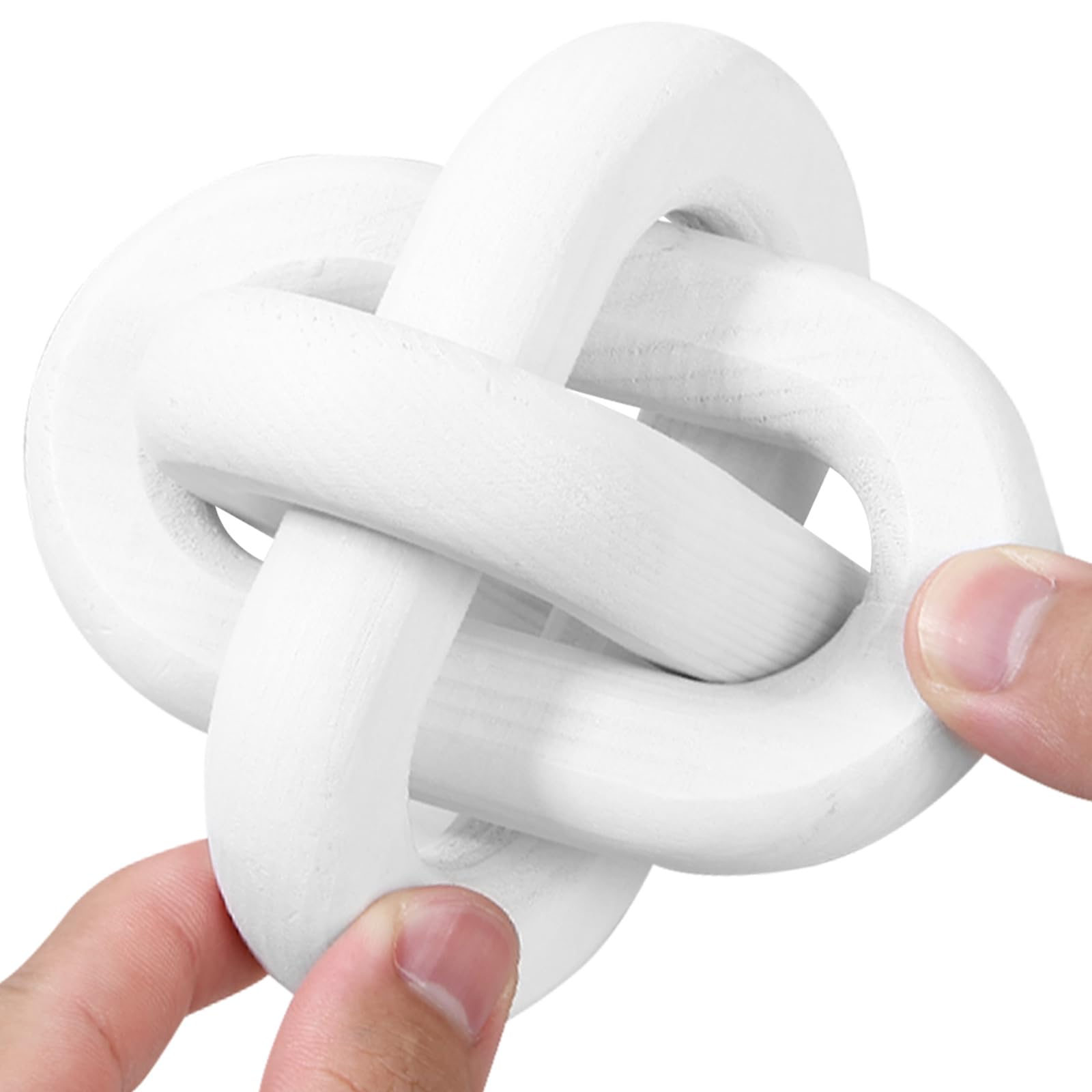 Wood Knot Chain Link Decor 3 Link Boho Wood Knot Decor White/Black Wood Knot Art Decorative Wooden Links Knots Rustic Wood Chain Link Decor for Living Room Bedroom Office Farmhouse Decorations (White)