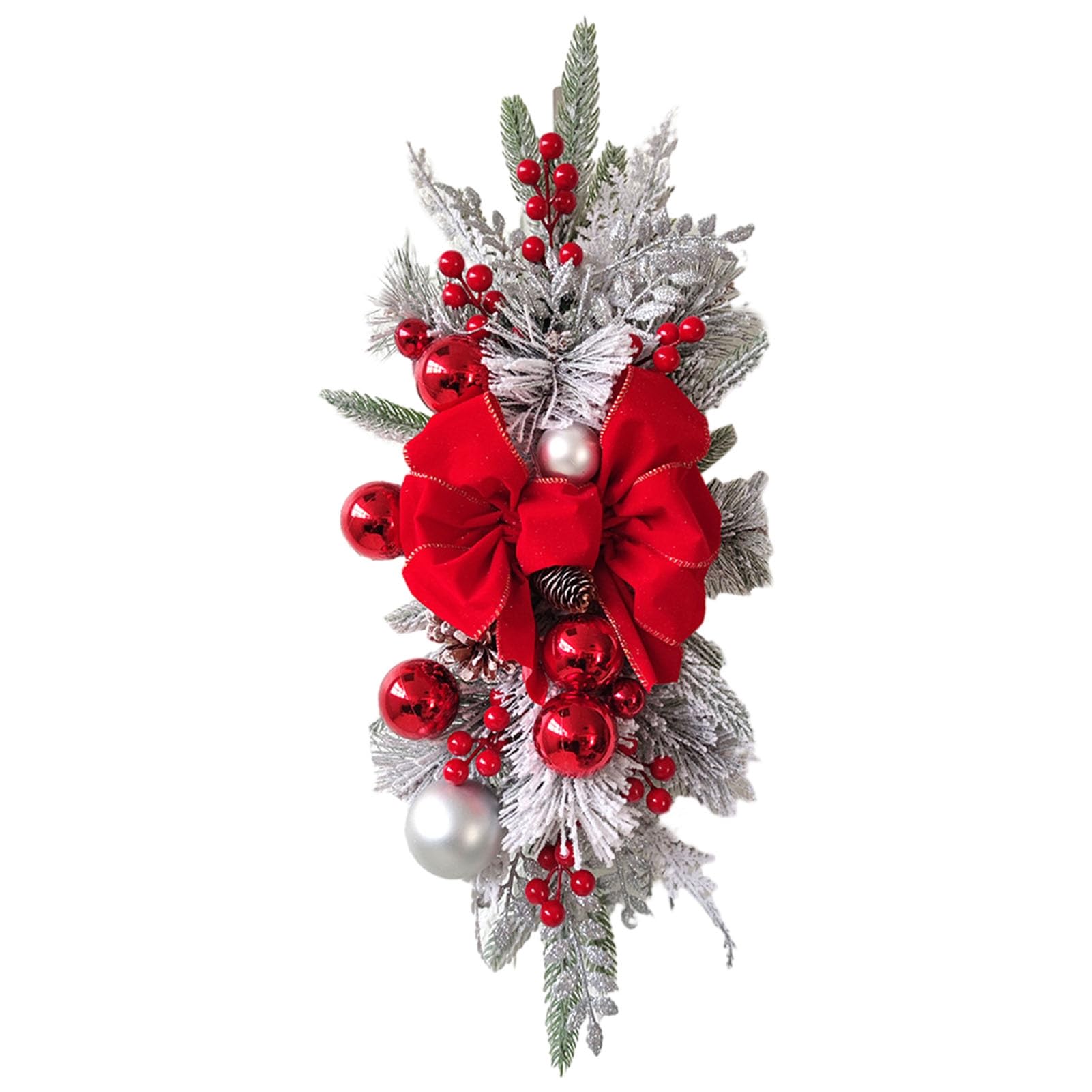 Branche De Sapin De Noël Avec Baies Et Guirlande Sur Un Fond En Bois