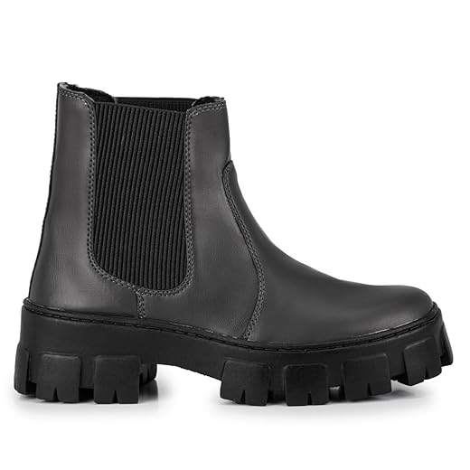 Coturno Feminino Conforto, Bota Tratorada, Sola Baixa