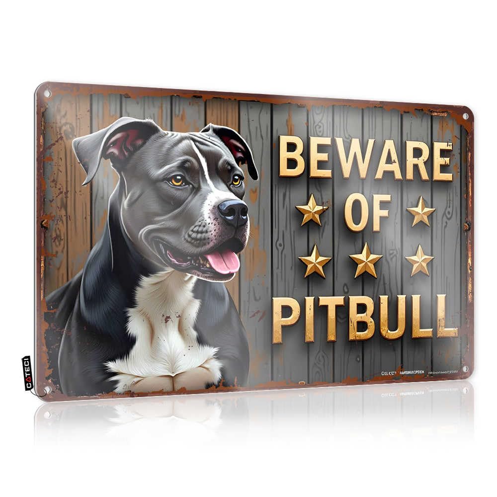 Fzfn Men's Colour Room Decore Plaques Haves | Beware Of The Star-Packed Pitbull Inappropriate Playroom Decoration(30X40cm)