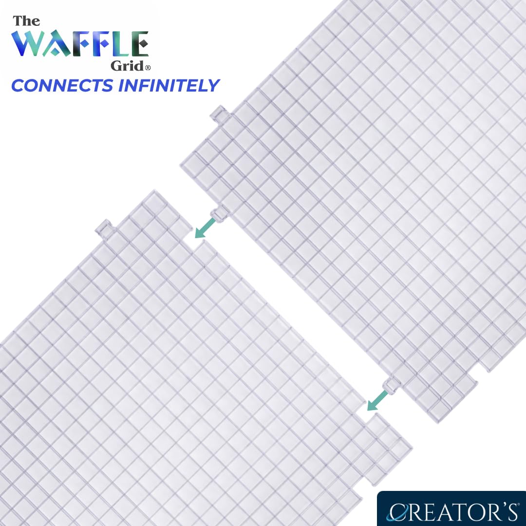 Creator's Kratka waflowa 2-pak - masywne dno półprzezroczysta/przezroczysta modułowa powierzchnia - cięcie szkła, stojak do suszenia, małe części lub pojemnik na płyny. Do użytku w domu, biurze,