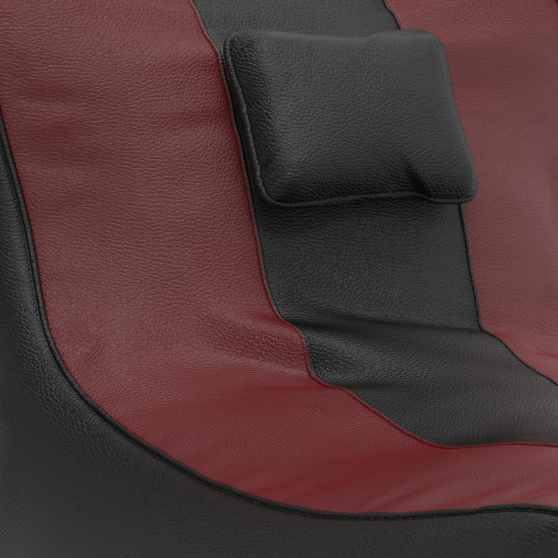 Image of Biggie Bean Bag with Beans Filled 6XL Zuno Lounger-Laziness Pro Max-Crafted for Comfort-Styled for Elegance with Free Cushion & Footrest (Matching Color : Leatherette Black Maroon)