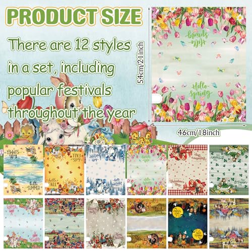 Image of Dispowreath 12 Pcs Vintage Seasonal Mailbox Covers Magnetic Standard Size 18 x 21 Inch Valentines Spring St Patricks Easter Magnetic Mailbox Covers for Garden Yard Outdoor Decor