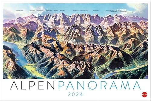 Alpenpanorama Edition 2024. Panoramakarten von den 1940er-Jahren bis heute zeigen die Berge in diesem Wandkalender 2024 von ihrer schönsten Seite....