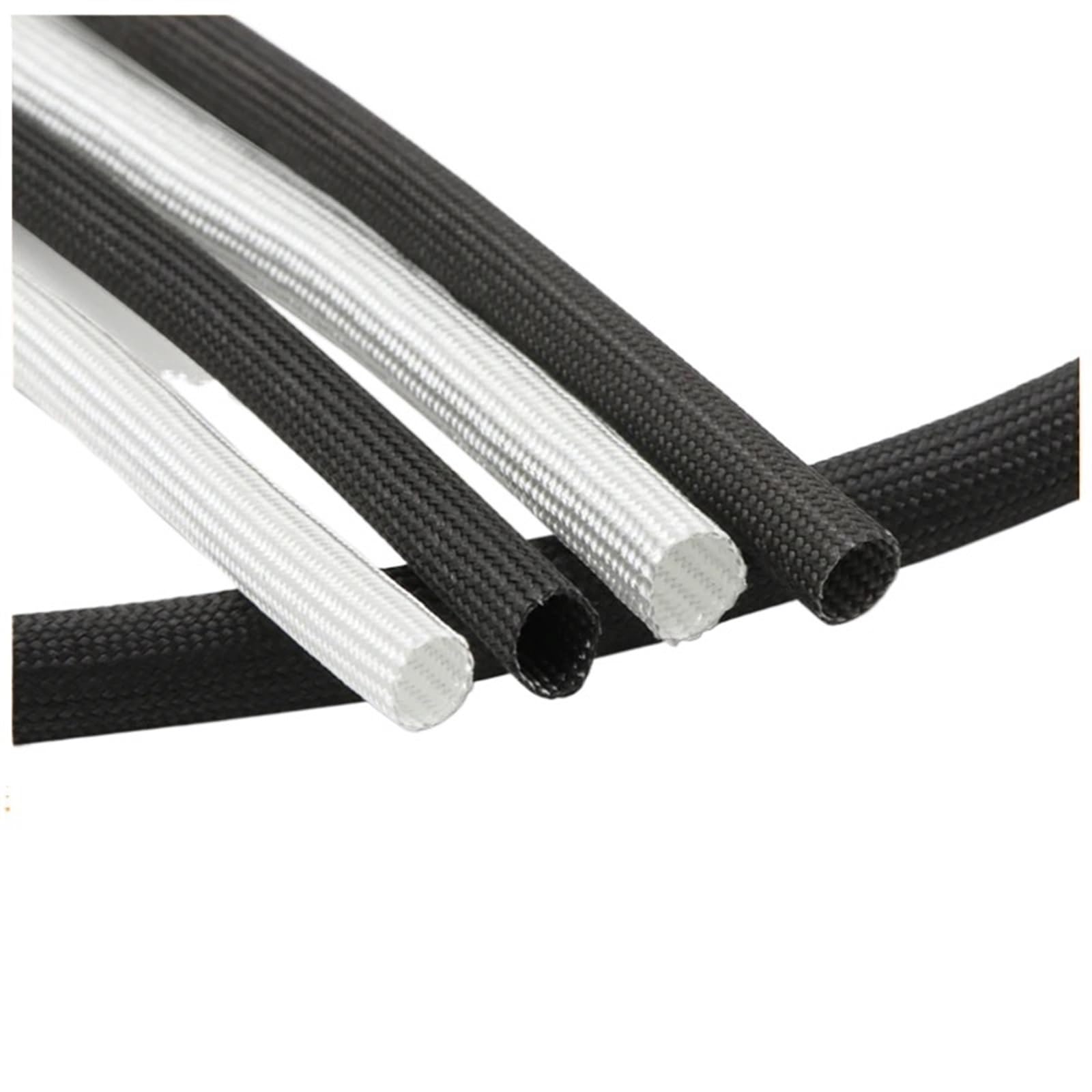 Cubre Cables Funda Trenzada de Fibra Vidrio 1/2/5/10 Metros, 1mm ~ 40mm, Alta Temperatura, 600 Grados C, Tubo químico, Funda for Cable for Computer Automotive(Black,Dia 40mm,10 Meters)
